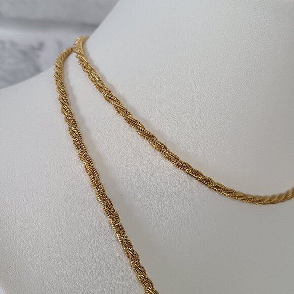 Monet Necklace Gold Tone Rope Wrap Chain Twisted - Picture 10 of 11